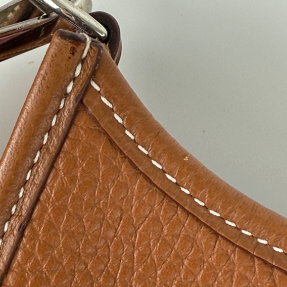 Authentic HERMES Mini Evelyne TPM 16 Gold Leather Crossbody Bag Designer: HERM - Picture 14 of 14